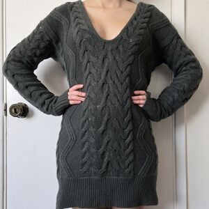 Vince Grey Cableknit Sweater/Sweater Dress Sz M